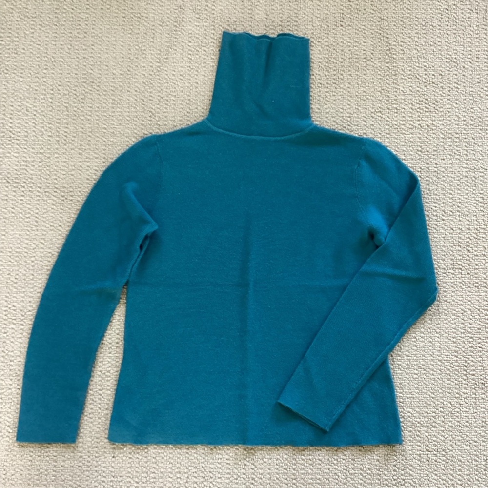 Eileen Fisher Teal Wool Turtleneck Sweater